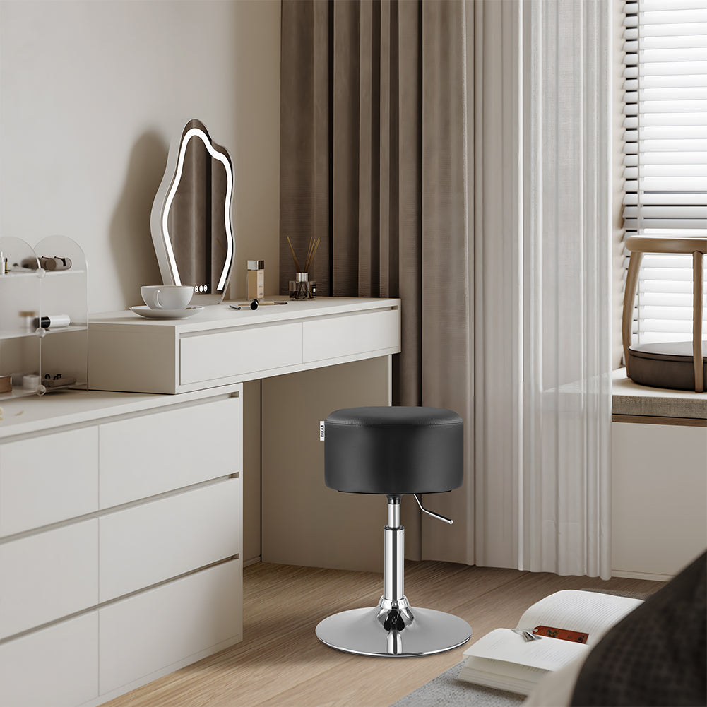 Sgabello Lavoro Make Up Toeletta Seduta Rotante Altezza Regolabile Comodo 130kg Nero