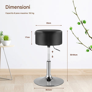 Sgabello Lavoro Make Up Toeletta Seduta Rotante Altezza Regolabile Comodo 130kg Nero