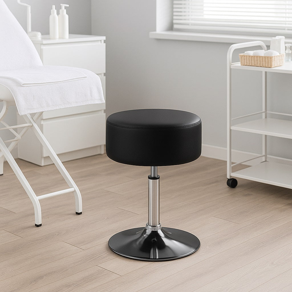 Sgabello Lavoro Make Up Toeletta Seduta Rotante Altezza Regolabile Comodo 130kg Nero