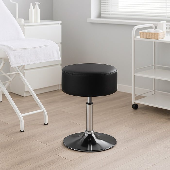 Sgabello Lavoro Make Up Toeletta Seduta Rotante Altezza Regolabile Comodo 130kg Nero