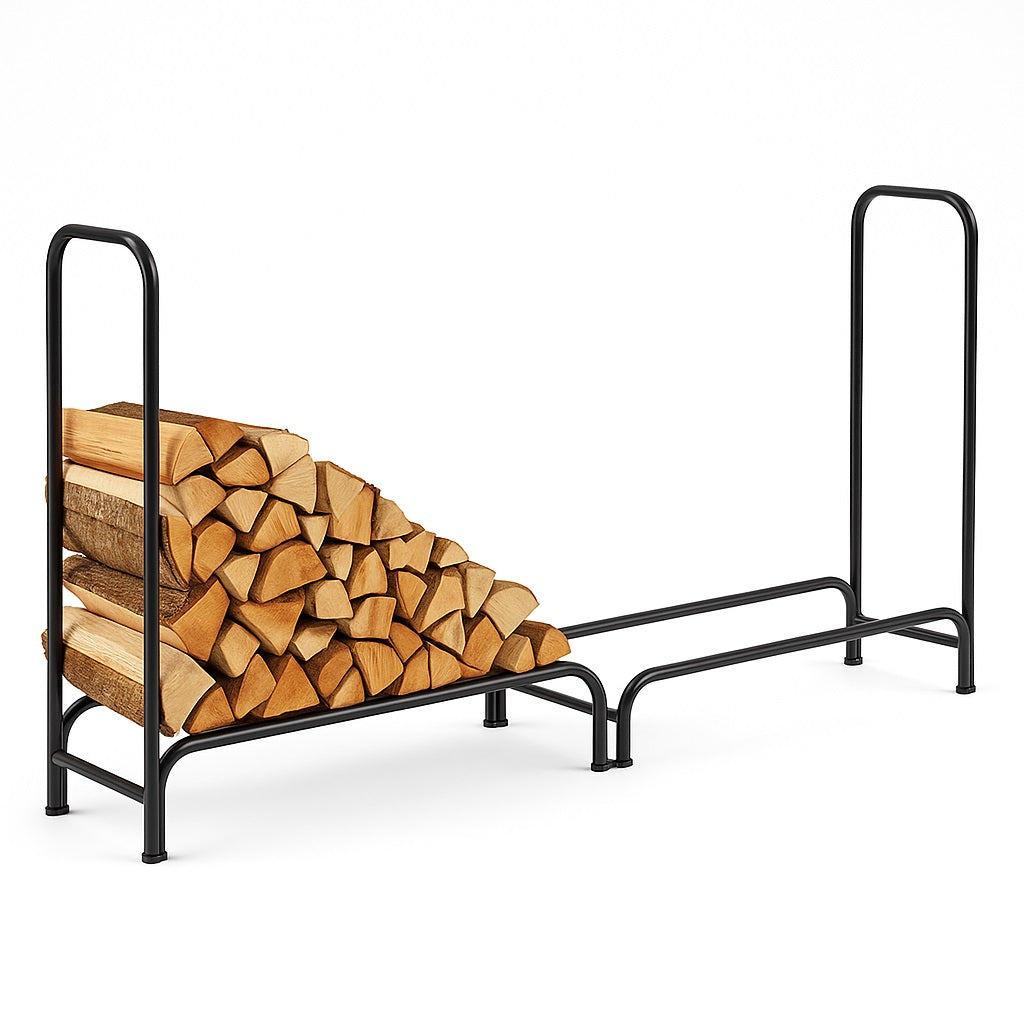 Portalegna in Metallo Interno Esterno Legnaia Camino Stufa 240x35x120cm Nero