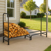 Portalegna in Metallo Interno Esterno Legnaia Camino Stufa 240x35x120cm Nero