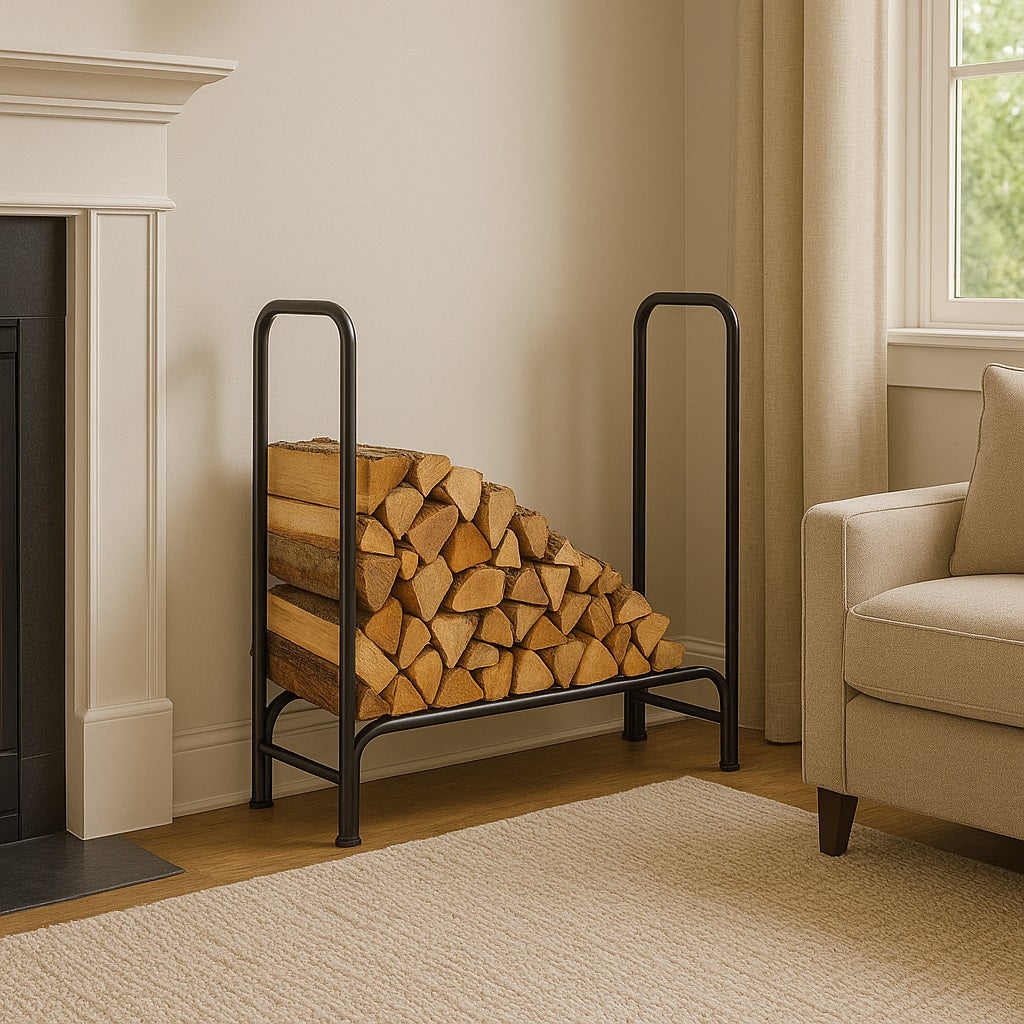 Portalegna in Metallo Interno Esterno Legnaia Camino Stufa 240x35x120cm Nero