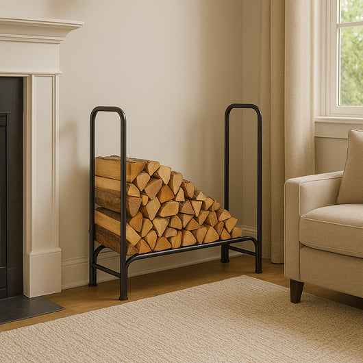 Portalegna in Metallo Interno Esterno Legnaia Camino Stufa 240x35x120cm Nero