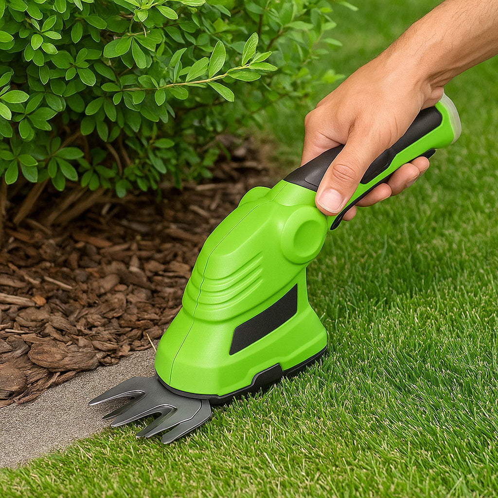 Cesoie Elettriche Ricaricabili USB Tagliaerba Tagliasiepi Doppia Lama Verde Nero