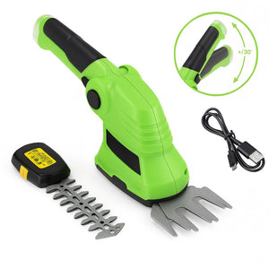 Cesoie Elettriche Ricaricabili USB Tagliaerba Tagliasiepi Doppia Lama Verde Nero