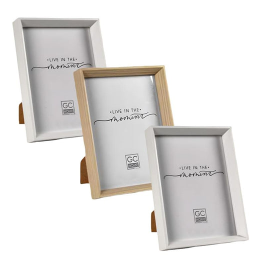 CORNICE PORTAFOTO13X18 CM SET DA 3 PZ CON SUPPORTO POGGIA TAVOLO IN MDF 2 COLORI ASSORTITI