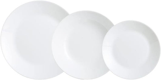 LUMINARC SERVIZIO PIATTI ZELIE 18 PEZZI PER 6 PERSONE COLORE BIANCO - 6 FONDI - 6 PIANI - 6 FRUTTA - DESIGN MODERNO E LUCIDO