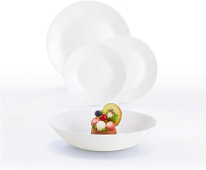 LUMINARC SERVIZIO PIATTI ZELIE 18 PEZZI PER 6 PERSONE COLORE BIANCO - 6 FONDI - 6 PIANI - 6 FRUTTA - DESIGN MODERNO E LUCIDO