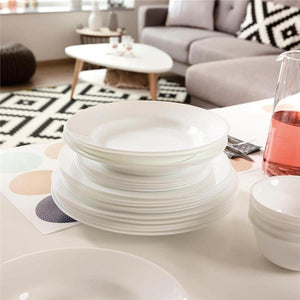 LUMINARC SERVIZIO PIATTI ZELIE 18 PEZZI PER 6 PERSONE COLORE BIANCO - 6 FONDI - 6 PIANI - 6 FRUTTA - DESIGN MODERNO E LUCIDO