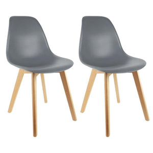 MAURY'S SET 2 SEDIE DA ARREDO GREY ELEGANTI CON GAMBE IN LEGNO