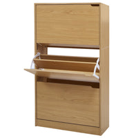 Scarpiera 3Ante Doppia Profondità Salvaspazio Quercia 63x24 H115cm Legno Mdf