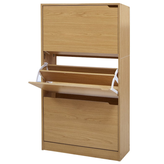 Scarpiera 3Ante Doppia Profondità Salvaspazio Quercia 63x24 H115cm Legno Mdf