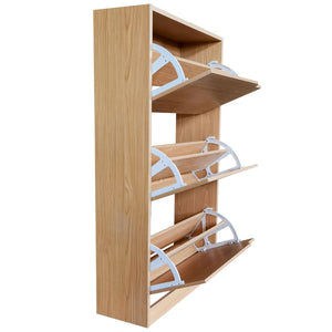 Scarpiera 3Ante Doppia Profondità Salvaspazio Quercia 63x24 H115cm Legno Mdf