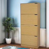 Scarpiera 4 Ante Doppia Profondità Salvaspazio Quercia 63x24 H150cm Legno Mdf