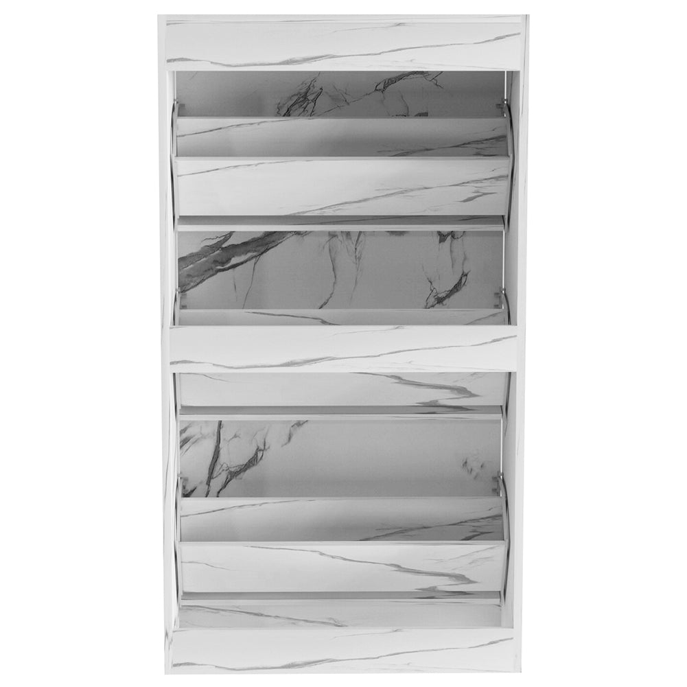 Scarpiera 3Ante Doppia Profondità Salvaspazio Bianco Marmo 63x24 H115cm Mdf