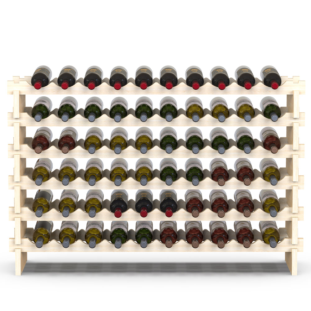 Porta Bottiglie Cantinetta Legno di Pino 6Piani 60 Scomparti 110x30 H80cm Casa Bar