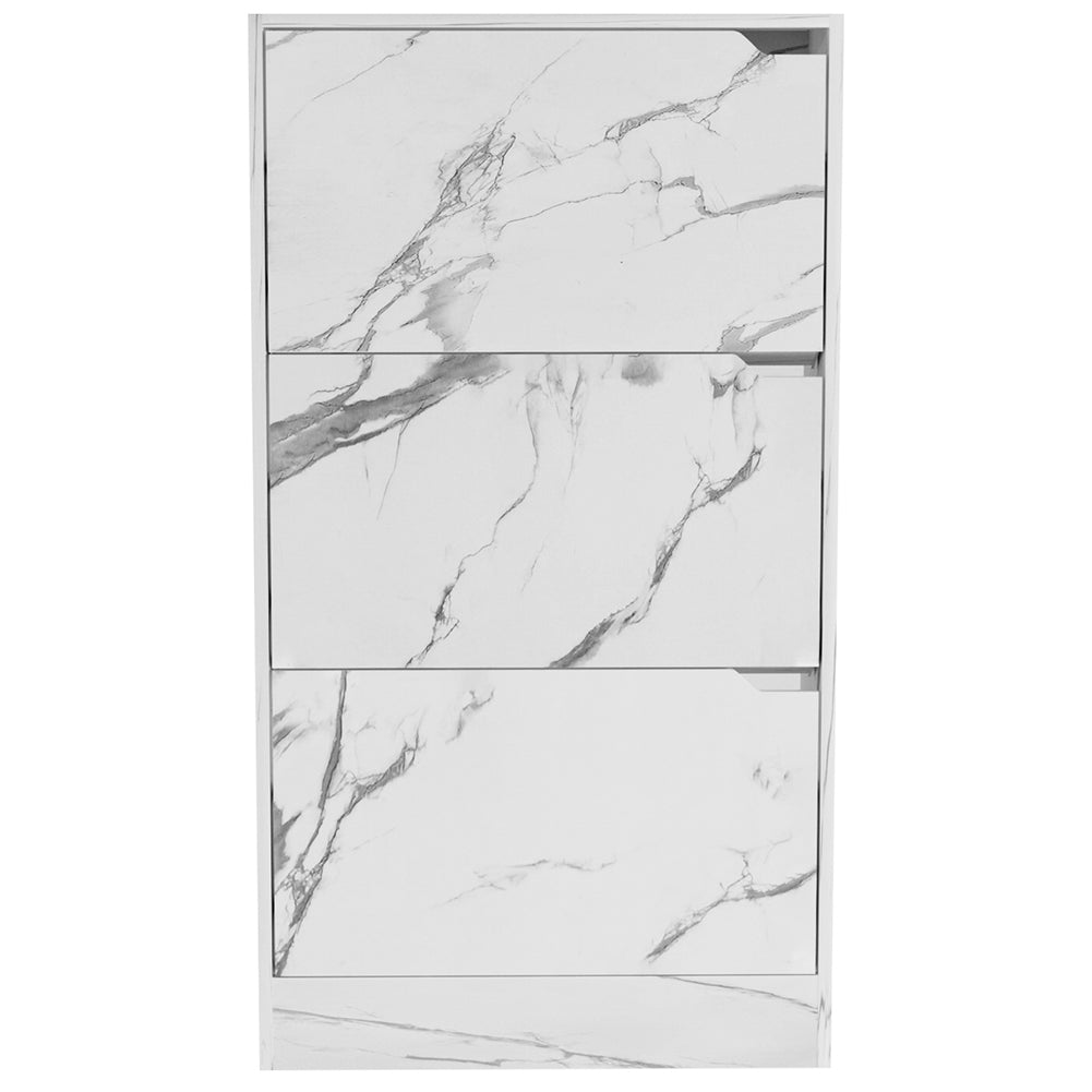 Scarpiera 3Ante Doppia Profondità Salvaspazio Bianco Marmo 63x24 H115cm Mdf