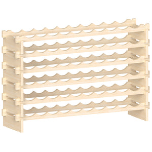 Porta Bottiglie Cantinetta Legno di Pino 6Piani 60 Scomparti 110x30 H80cm Casa Bar