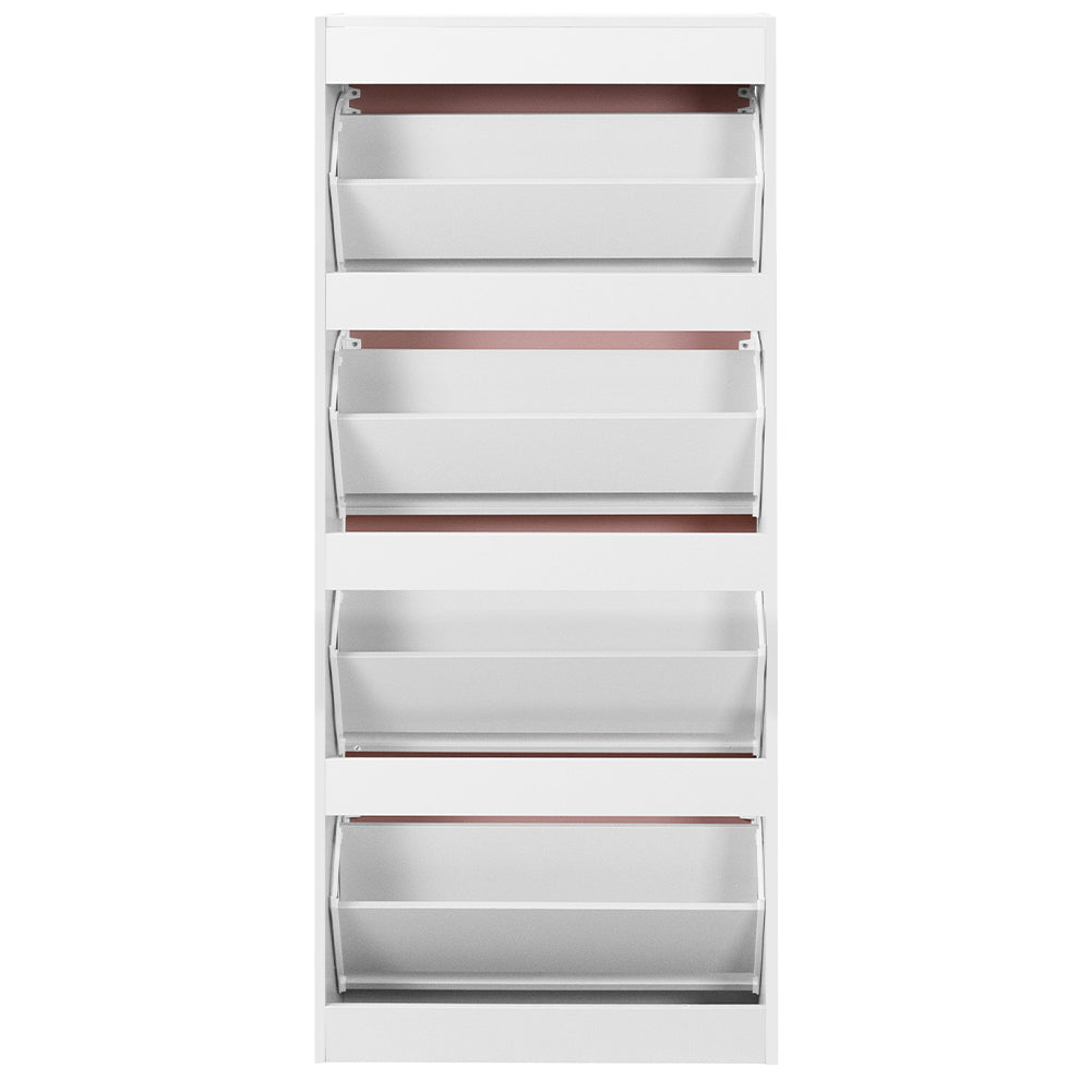 Scarpiera 4Ante Doppia Profondità Salvaspazio Rosa Bianco 63x24H150cm Legno mdf