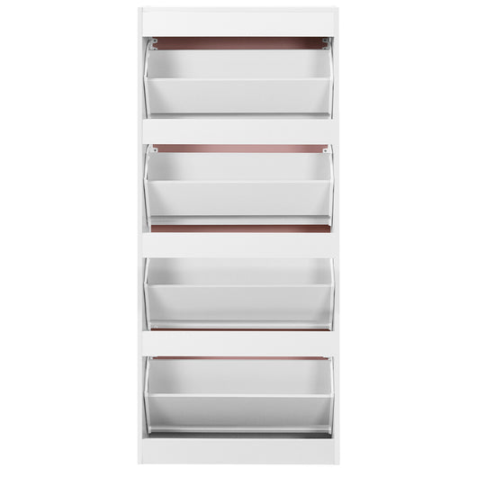 Scarpiera 4Ante Doppia Profondità Salvaspazio Rosa Bianco 63x24H150cm Legno mdf