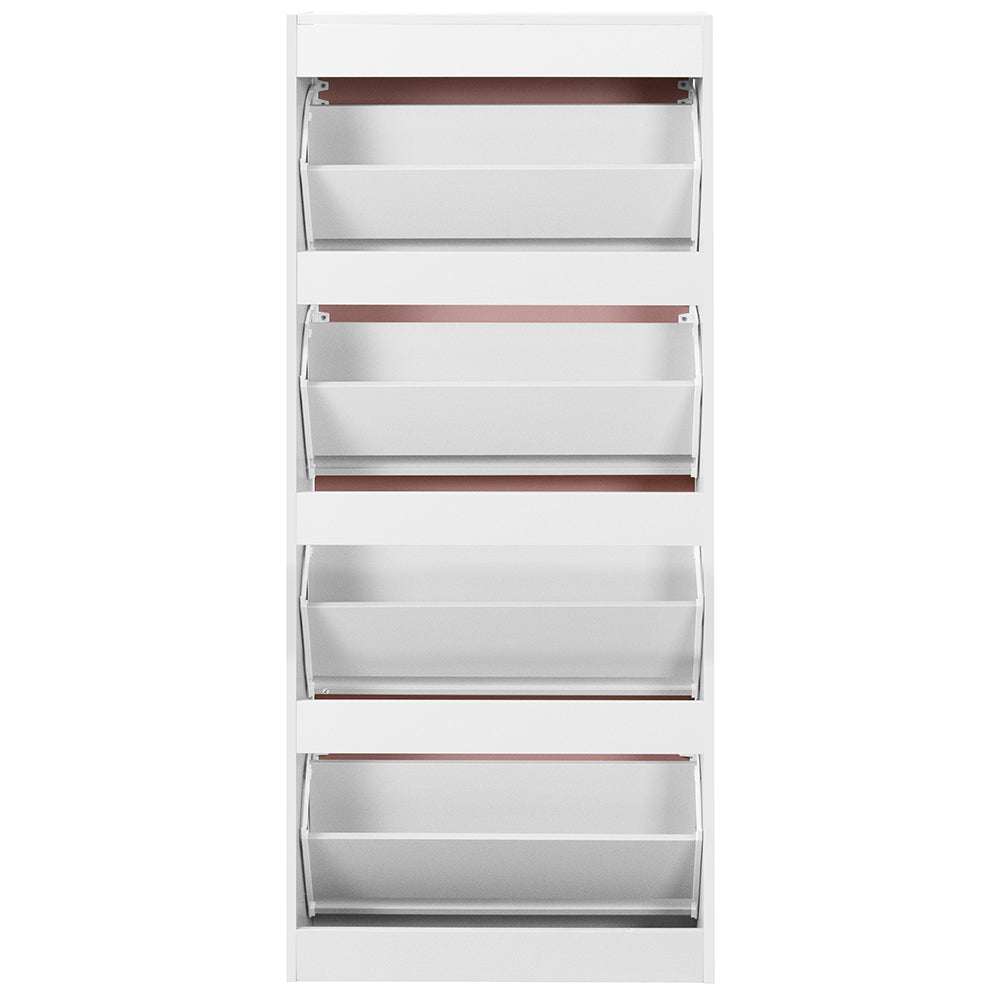 Scarpiera 4Ante Doppia Profondità Salvaspazio Bianco Rosa 63x24 H150cm Mdf