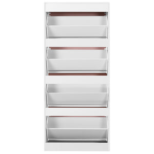 Scarpiera 4Ante Doppia Profondità Salvaspazio Bianco Rosa 63x24 H150cm Mdf