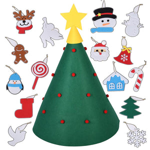 Albero di Natale Giocattolo in Feltro per Bambini 70 cm con 15 Addobbi Natalizi
