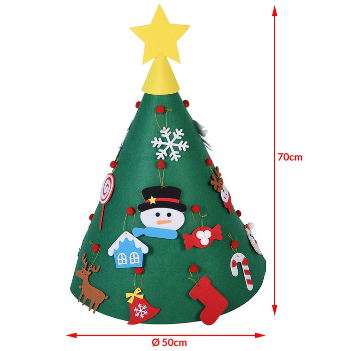 Albero di Natale Giocattolo in Feltro per Bambini 70 cm con 15 Addobbi Natalizi