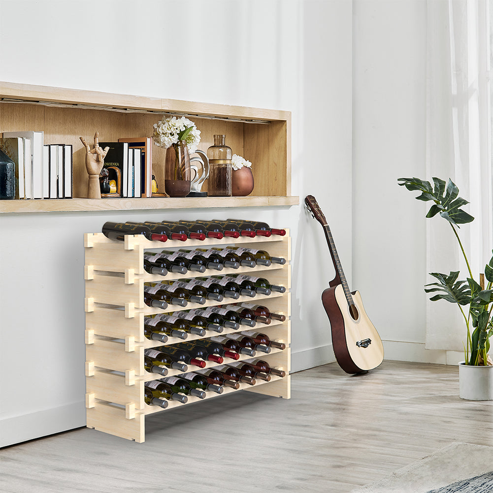 Porta Bottiglie Cantinetta Legno di Pino 6Piani 48 Scomparti 90x30 H81cm Casa Bar