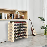 Porta Bottiglie Cantinetta Legno di Pino 6Piani 48 Scomparti 90x30 H81cm Casa Bar