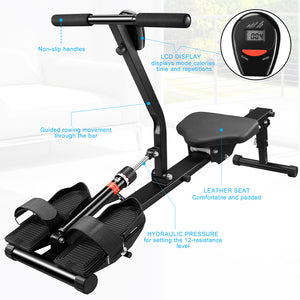 Vogatore Pieghevole Casa 12 Livelli Resistenza Display LCD Fitness Portata 120kg