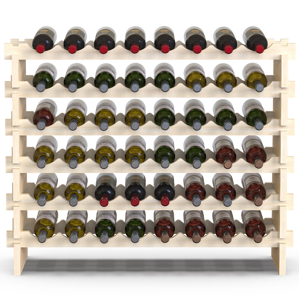 Porta Bottiglie Cantinetta Legno di Pino 6Piani 48 Scomparti 90x30 H81cm Casa Bar