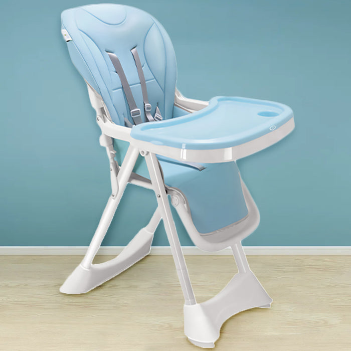 Seggiolone Pappa Bimbo 0-36 Mesi Pieghevole Salvaspazio Regolabile Celeste