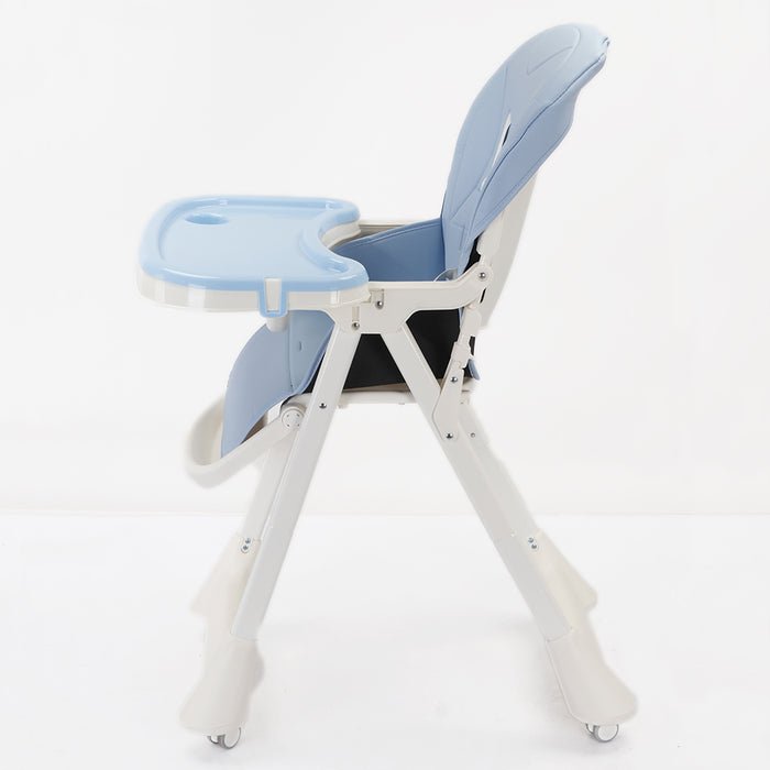 Seggiolone Pappa Bimbo 0-36 Mesi Pieghevole Salvaspazio Regolabile Celeste