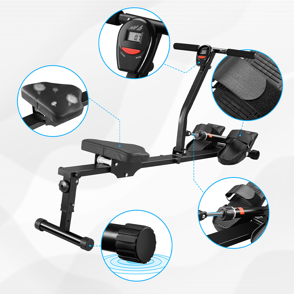 Vogatore Pieghevole Casa 12 Livelli Resistenza Display LCD Fitness Portata 120kg