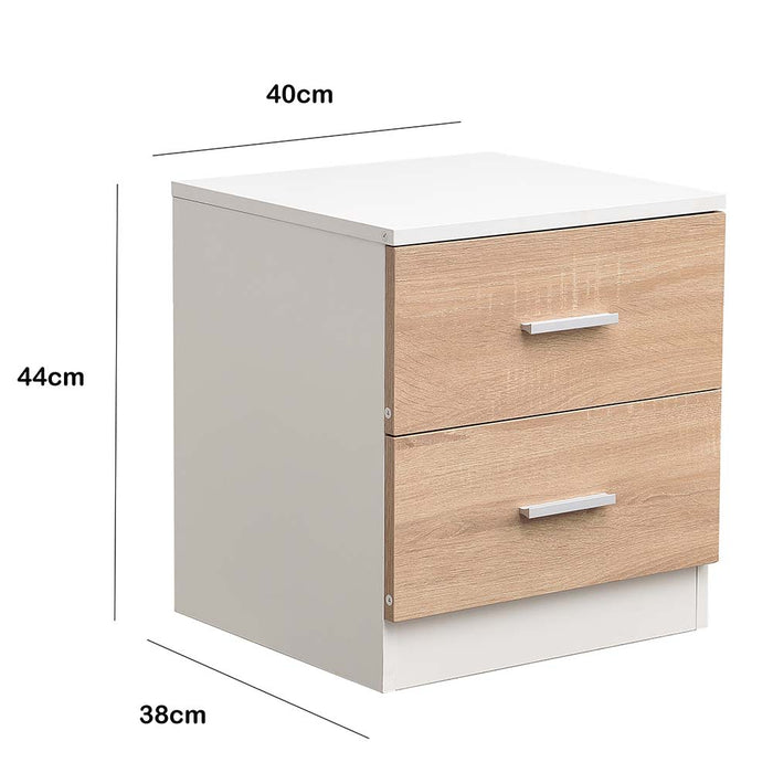 Comodino Mobiletto Cassettiera 2 Cassetti Design Moderno Legno Mdf Bianco Quercia
