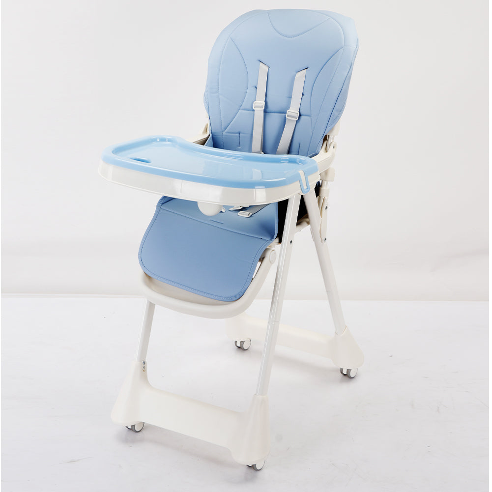Seggiolone Pappa Bimbo 0-36 Mesi Pieghevole Salvaspazio Regolabile Celeste