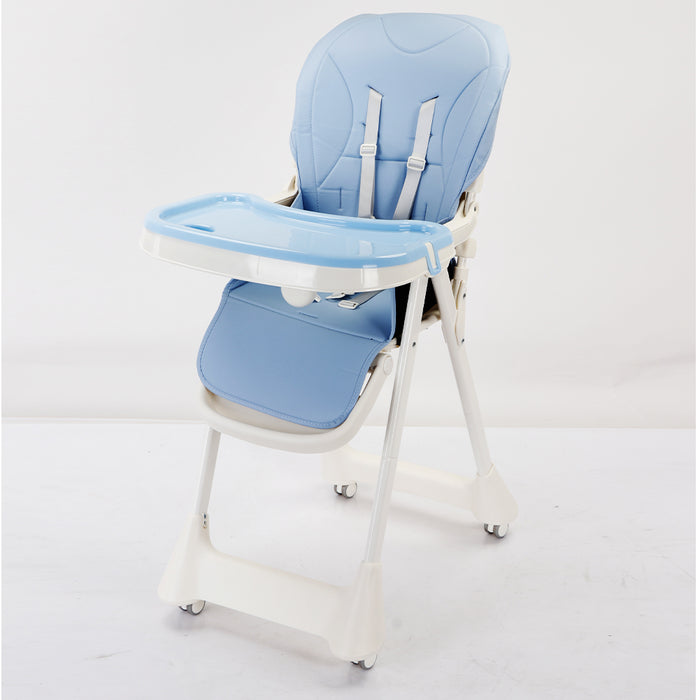Seggiolone Pappa Bimbo 0-36 Mesi Pieghevole Salvaspazio Regolabile Celeste