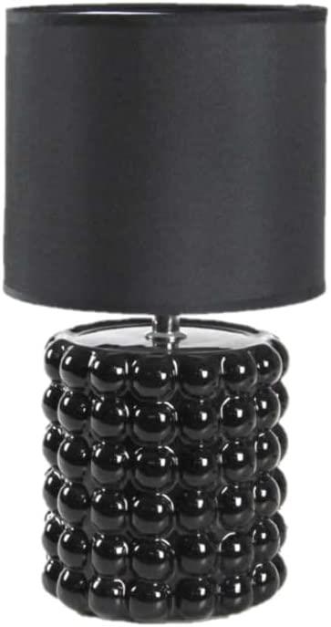 LAMPADA LUMETTO DA TAVOLO CON BASE IN CERAMICA EFFETTO BUBBLE 18X33 CM NERA