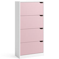 Scarpiera 4Ante Doppia Profondità Salvaspazio Bianco Rosa 63x24 H150cm Mdf