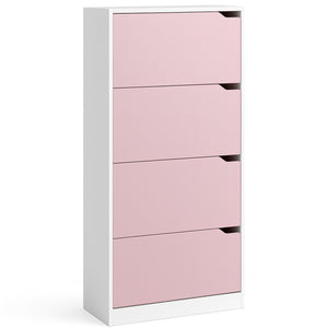 Scarpiera 4Ante Doppia Profondità Salvaspazio Bianco Rosa 63x24 H150cm Mdf
