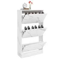 Scarpiera 3Ante Doppia Profondità Salvaspazio Bianco Marmo 63x24 H115cm Mdf