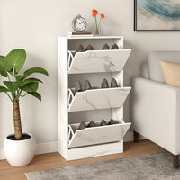 Scarpiera 3Ante Doppia Profondità Salvaspazio Bianco Marmo 63x24 H115cm Mdf