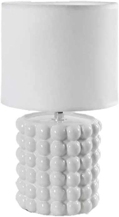 LAMPADA LUMETTO DA TAVOLO CON BASE IN CERAMICA EFFETTO BUBBLE 18X33 CM BIANCA