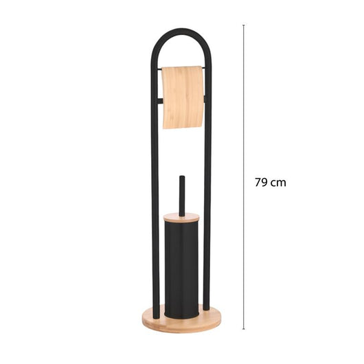 JAPAN PORTA SCOPINO E PORTAROTOLO NERO CON COMPONENTI IN LEGNO