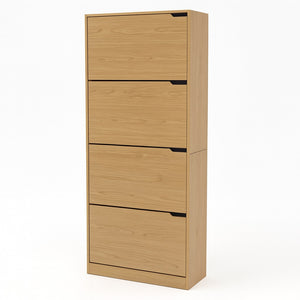 Scarpiera 4 Ante Doppia Profondità Salvaspazio Quercia 63x24 H150cm Legno Mdf