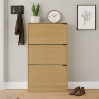 Scarpiera 3Ante Doppia Profondità Salvaspazio Quercia 63x24 H115cm Legno Mdf