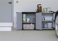 ARMADIO BASSO IN RESINA CON RIPIANI 2 ANTE PER INTERNO E ESTERNO 68X40X85 CM