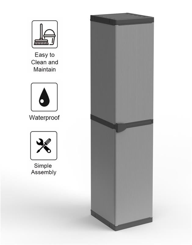 ARMADIO IN RESINA ALTO 1 ANTA CON RIPIANI REGOLABILI PER INTERNO E ESTERNO 34X40X165 CM